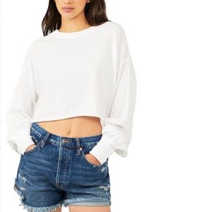 free people denver crop long sleeve cotton top
